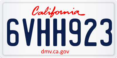 CA license plate 6VHH923