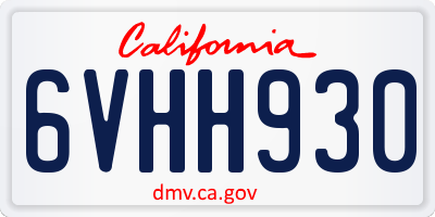 CA license plate 6VHH930