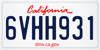 CA license plate 6VHH931