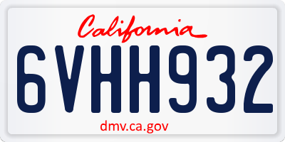 CA license plate 6VHH932