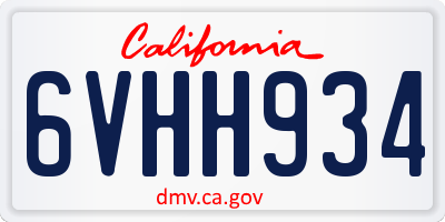 CA license plate 6VHH934