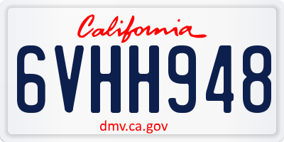 CA license plate 6VHH948
