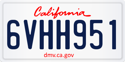 CA license plate 6VHH951