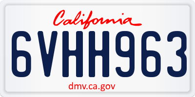 CA license plate 6VHH963