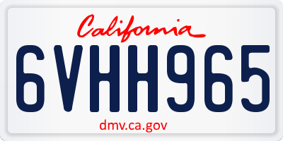 CA license plate 6VHH965
