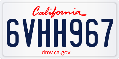 CA license plate 6VHH967