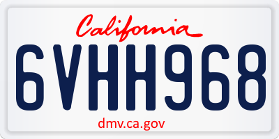 CA license plate 6VHH968