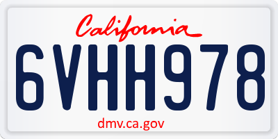 CA license plate 6VHH978