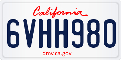 CA license plate 6VHH980