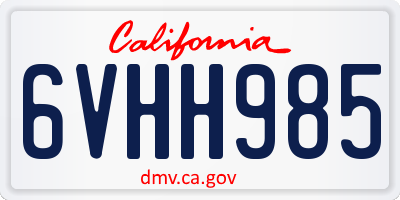 CA license plate 6VHH985