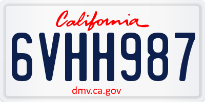 CA license plate 6VHH987
