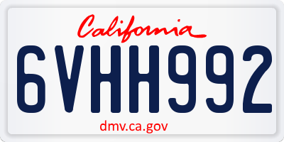 CA license plate 6VHH992
