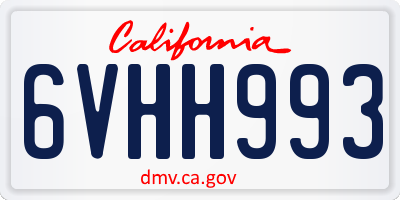 CA license plate 6VHH993