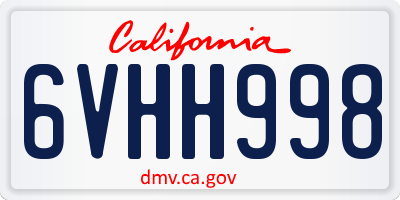 CA license plate 6VHH998