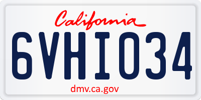 CA license plate 6VHI034