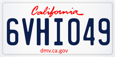 CA license plate 6VHI049
