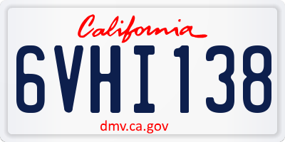 CA license plate 6VHI138