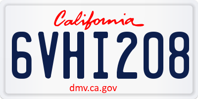 CA license plate 6VHI208