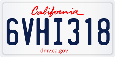 CA license plate 6VHI318