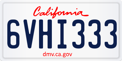 CA license plate 6VHI333