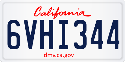 CA license plate 6VHI344