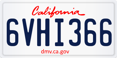 CA license plate 6VHI366