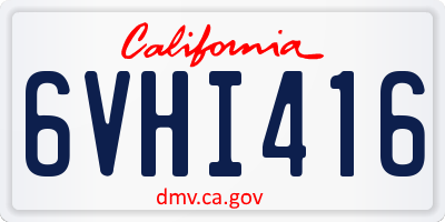 CA license plate 6VHI416
