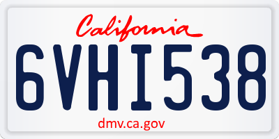 CA license plate 6VHI538