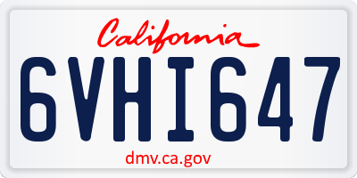 CA license plate 6VHI647