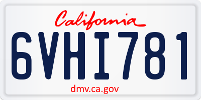 CA license plate 6VHI781