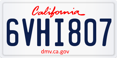 CA license plate 6VHI807