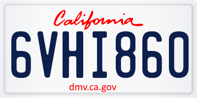 CA license plate 6VHI860