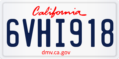 CA license plate 6VHI918