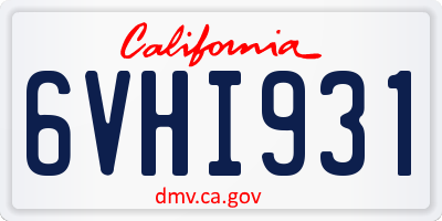 CA license plate 6VHI931