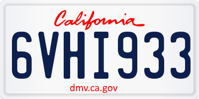 CA license plate 6VHI933