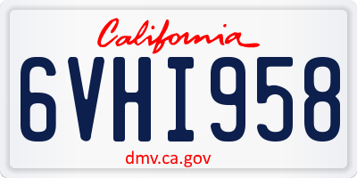 CA license plate 6VHI958