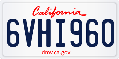 CA license plate 6VHI960