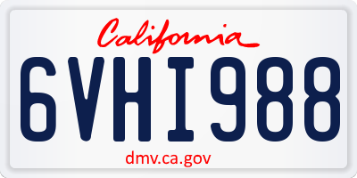 CA license plate 6VHI988