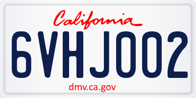 CA license plate 6VHJ002