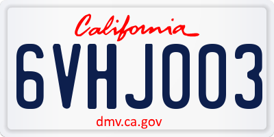 CA license plate 6VHJ003