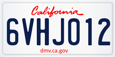 CA license plate 6VHJ012