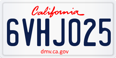 CA license plate 6VHJ025