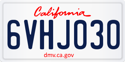 CA license plate 6VHJ030
