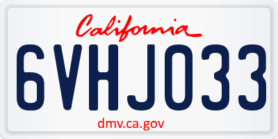 CA license plate 6VHJ033