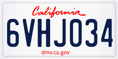 CA license plate 6VHJ034