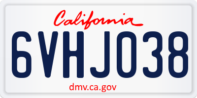 CA license plate 6VHJ038