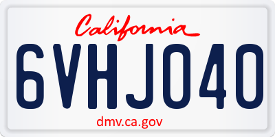CA license plate 6VHJ040