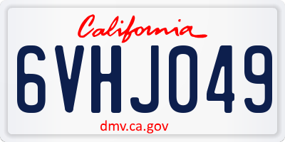 CA license plate 6VHJ049