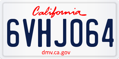 CA license plate 6VHJ064