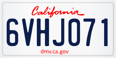 CA license plate 6VHJ071
